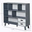 Organisateur de rangement à 3 niveaux pour bibliothèque pour enfant avec tablettes ouvertes - gris