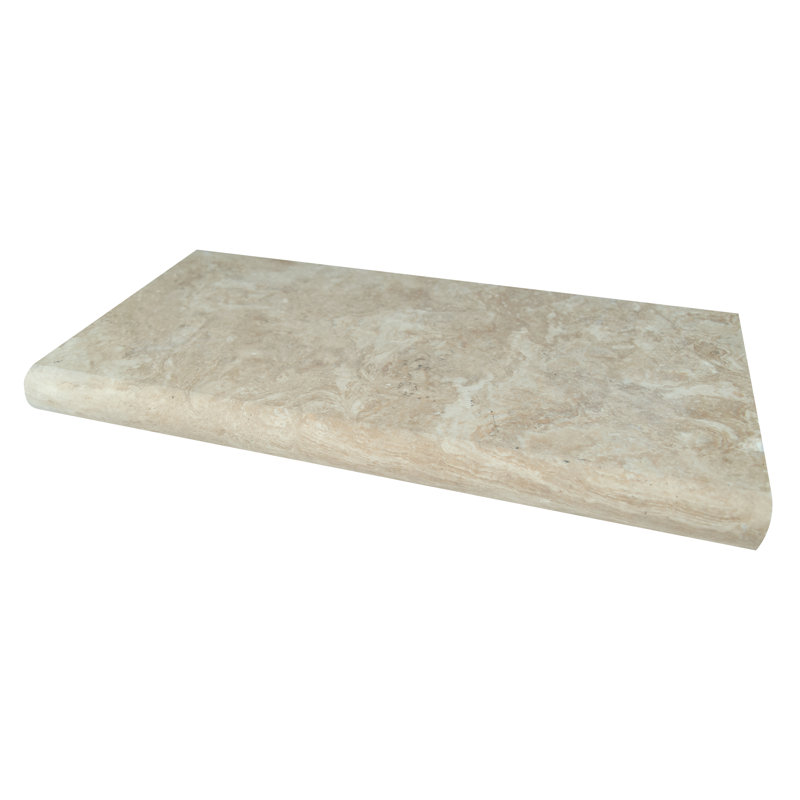Marzana 12 in. x 24 in. x 1.97 in. Honed Unfilled Brushed Travertine Pool Coping (2 sq. ft./unit, 1 Piece), Dune