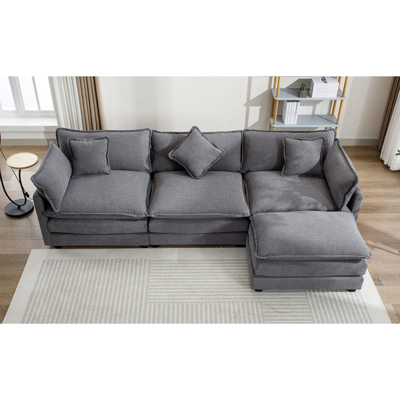 Canapé modulaire d'extérieur 112,2 po en L chenille