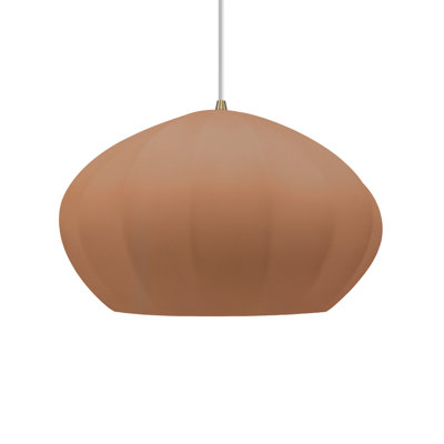 Radiance - Luminaire suspendu ovale cannelé 1 lumière - Adobe - Laiton antique - DEL dédiée - Cordon blanc