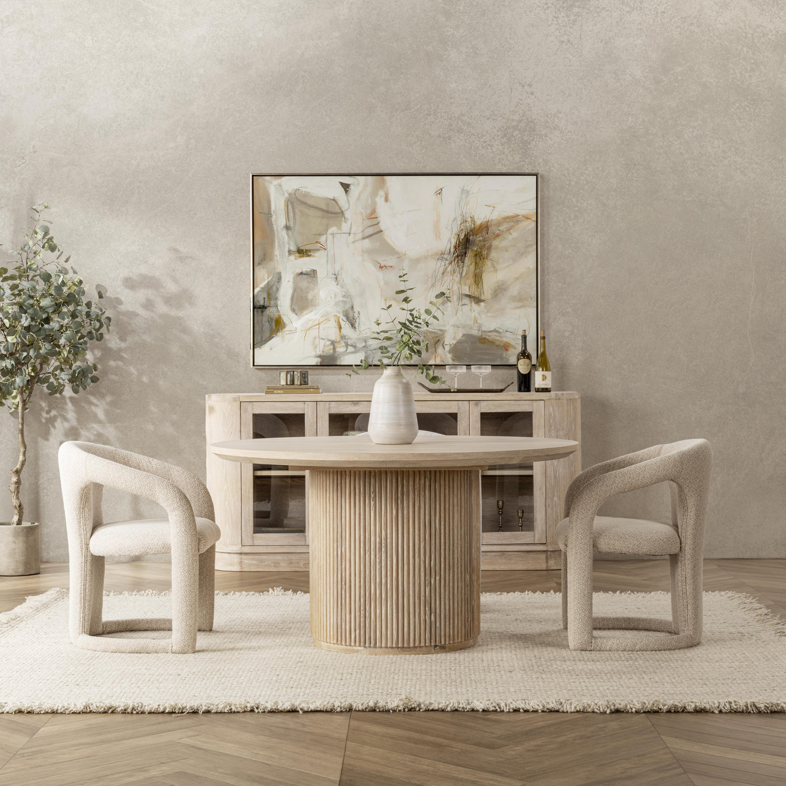 Vander Round Washed Dining Table, Cream