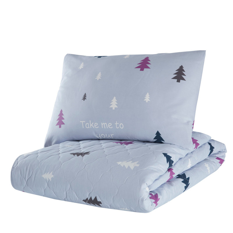 Ensemble de couvre-lit / couvre-lit 100% coton bleu / noir / mauve Louvenia