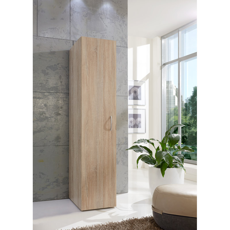 Aggi 1 Door Wood Wardrobe, Oak Sawed Raw, 185cm H x 50cm W x 40cm D