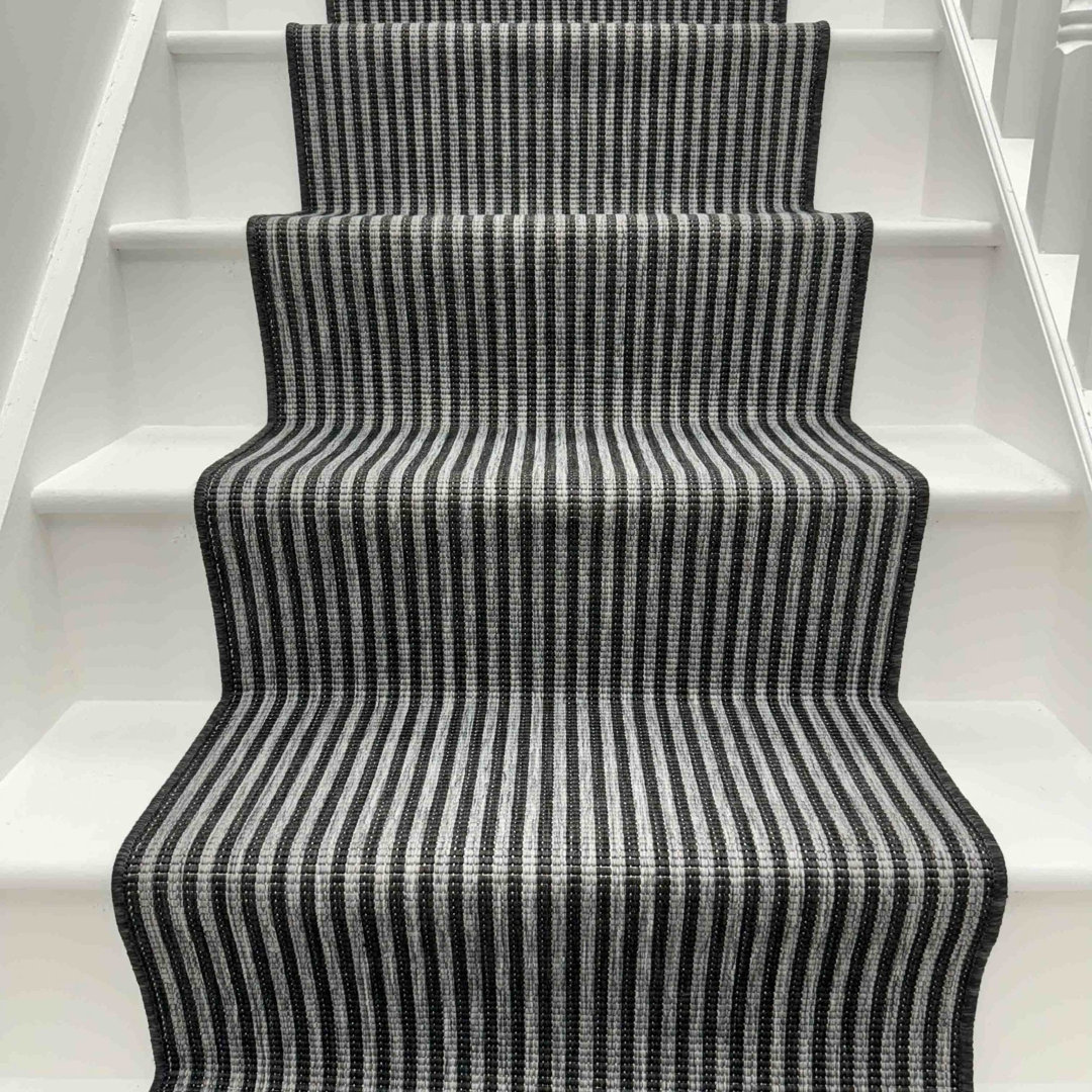 Pinstripe Black Stair Runner – Reversible, Durable & Hardwearing Carpet for Stairs & Staircases, Multiple Lengths