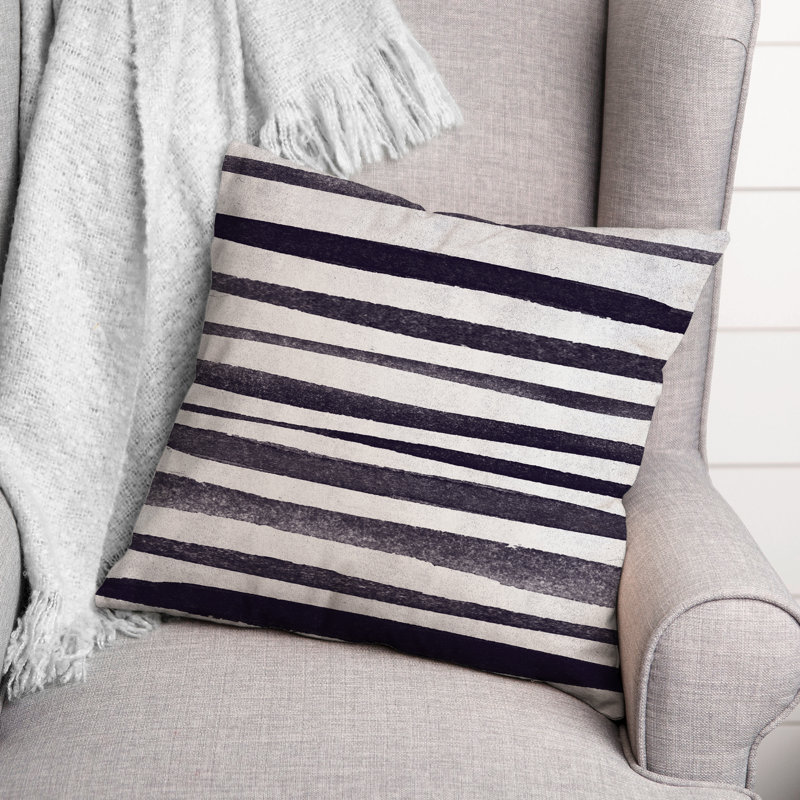 Coussin décoratif intérieur / extérieur à rayures, Bleu marine