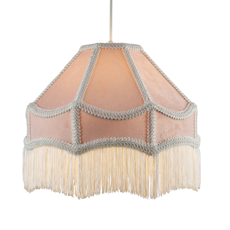 19cm H Velvet Empire Lamp Shade ( No Direct Attachment Method ), Soft Blush Pink