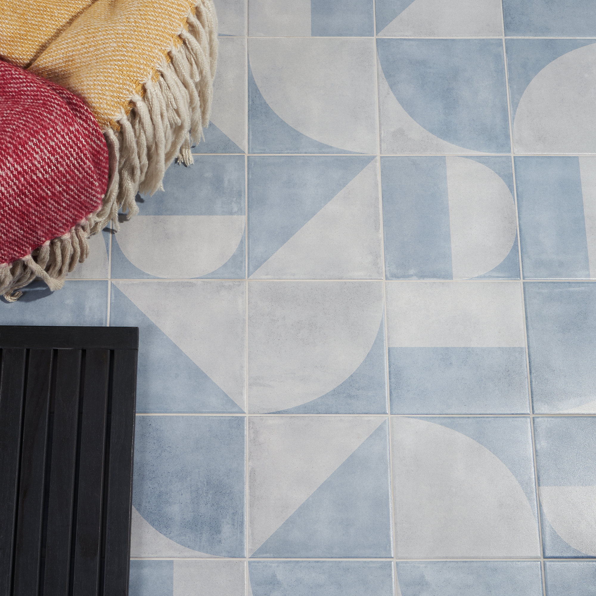 Quincy 7.87'' W x 7.87'' L Porcelain Encaustic Floor and Wall Tile, Blue