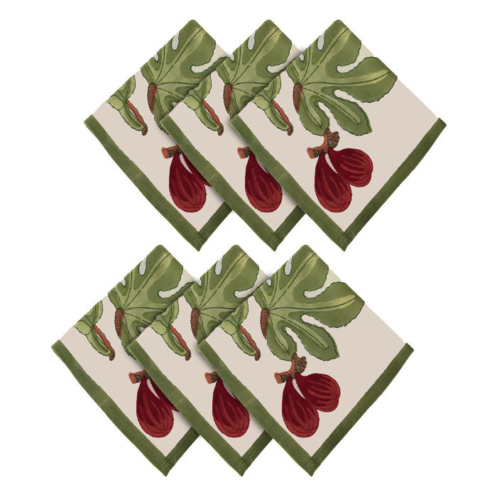 Debarata 100% Cotton Floral Square Napkin, Red/Green