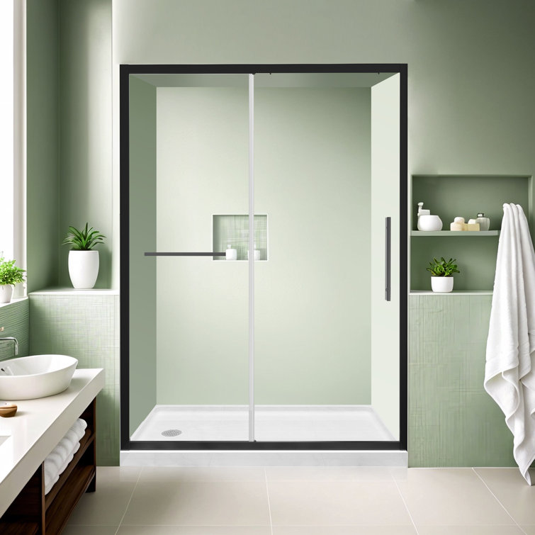 60" - 60.4" W X 72" H Single Sliding Semi-Frameless Shower Door with 1/4" Tempered Glass