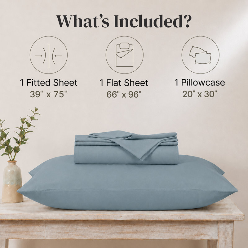Modern Threads 4-Piece Ultra Soft Microfiber Sheet Set with Deep Pockets in Solids & Prints, Twin Sheet Set with 1 Pillowcase