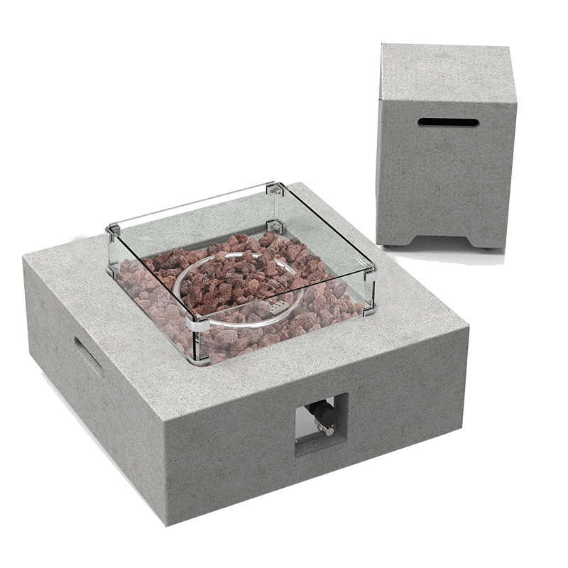Square Propane Smokeless Fire Pit Table with Hidden Fuel Tank