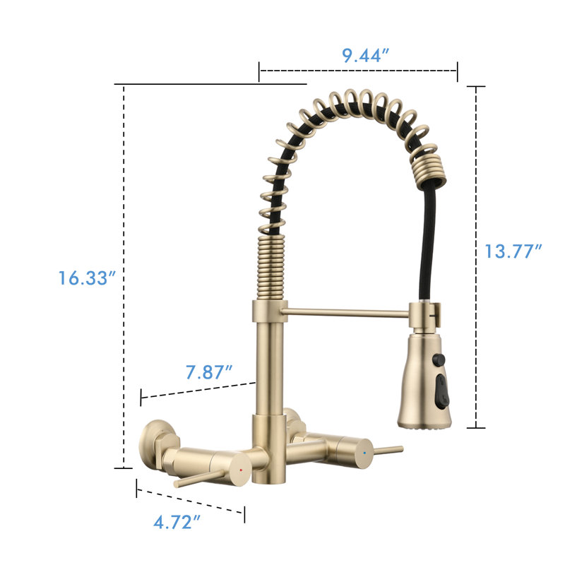 VANITYFAIR Pull Down Kitchen Faucet, Brushed Gold