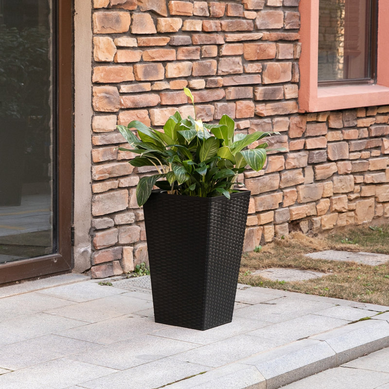 Set Of 3 Tall Planters With Drainage Hole, Outdoor Flower Pots, Indoor Planters, Black