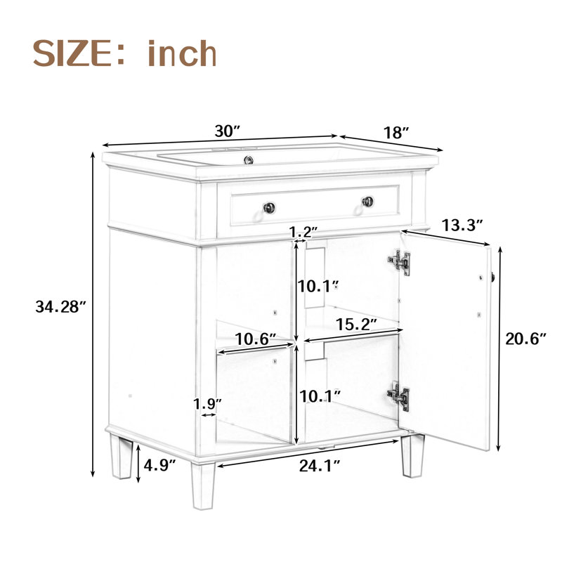 Ensemble de meuble-lavabo simple 30 po avec plateau Rieko