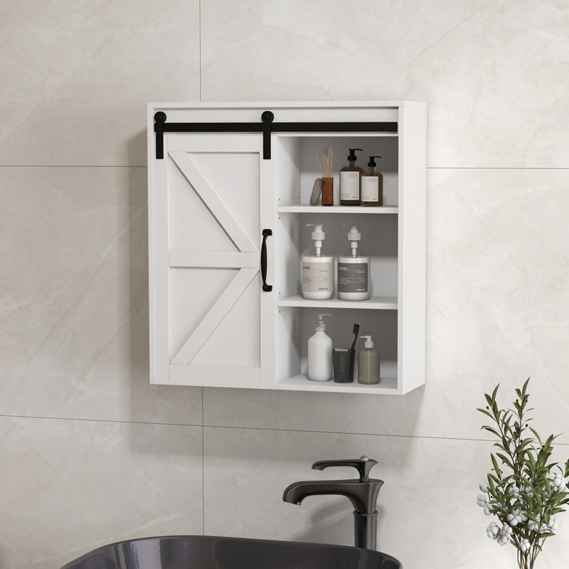 Wall Cabinet with Sliding Door and Adjustable Shelf
