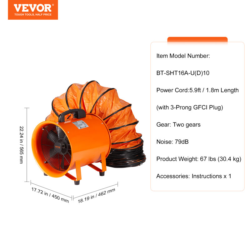 Ventilateur 22,24 po VEVOR, 33 pi