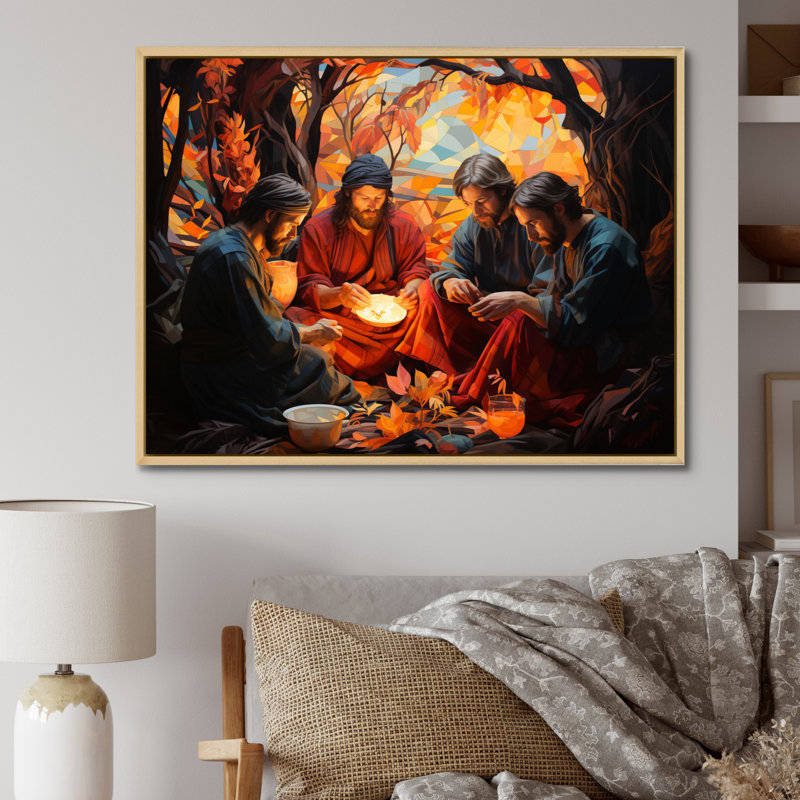 " Christianity Last Supper The ", 34" H x 44" W x 1.5" D, White Picture Framed