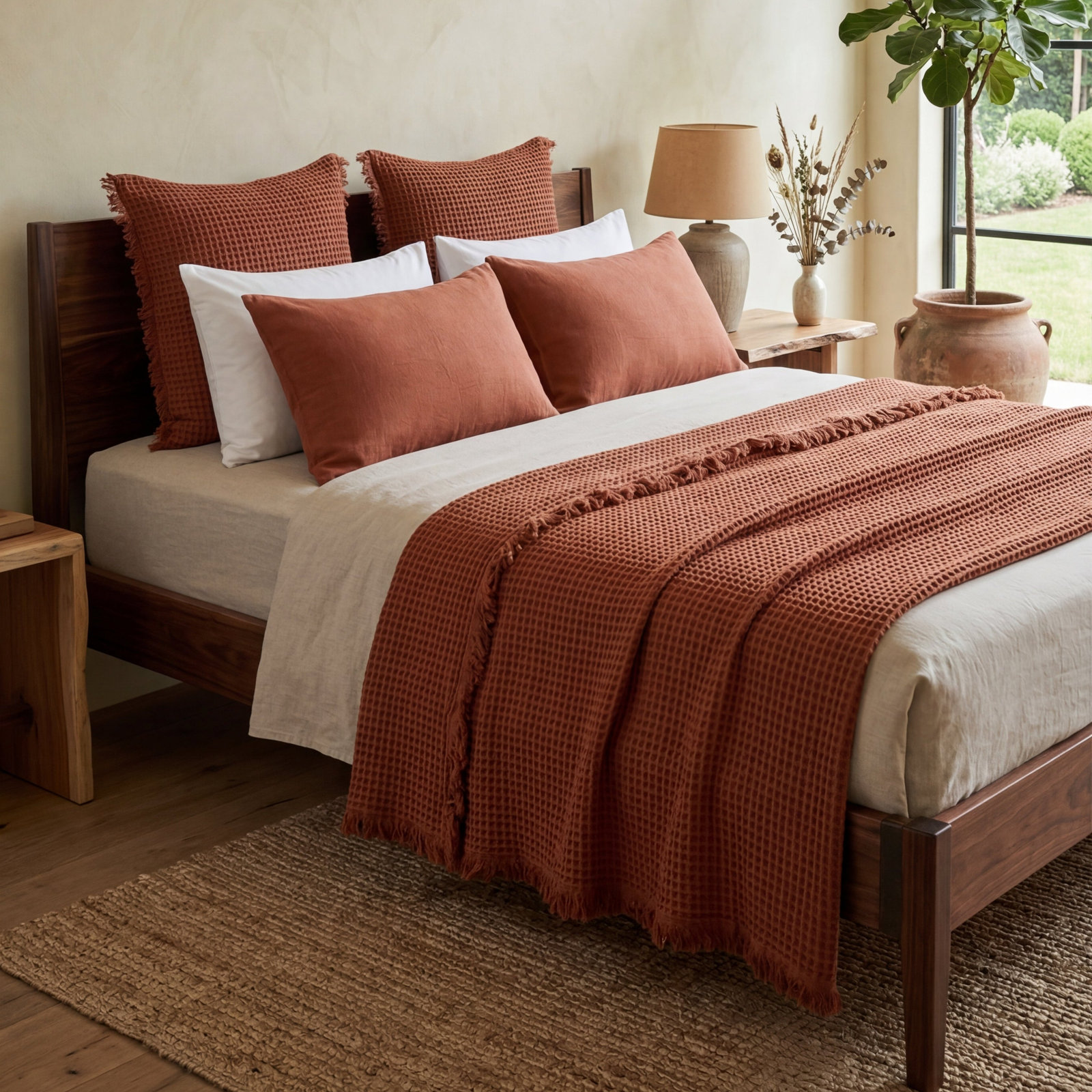Turkish Cotton Coverlet Set, Brown - Queen