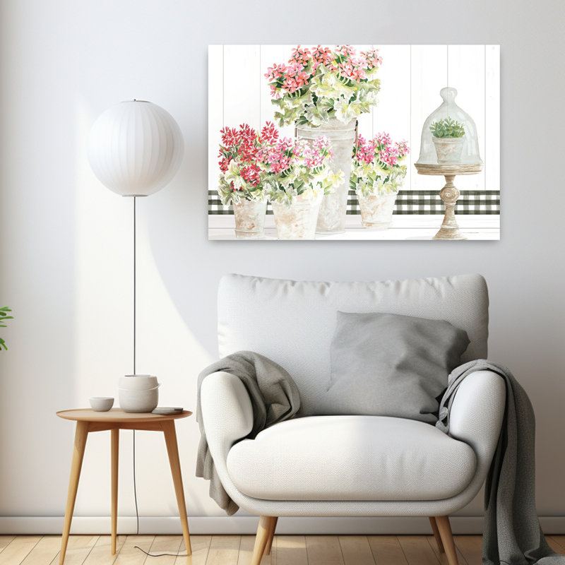 Nuances de rose et art printanier rouge, H 24 po x l 36 po