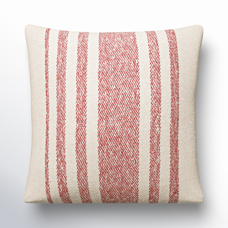 Sorden Striped Cotton Throw Pillow, 20" x 20", Coral, Down