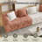 NOVA 110" Modular Sectional Sofa, Boneless 4-Seater Chenille Couch with 26" Deep Seats, Curved Armrests, Plush Cushions and Color-Block Design-Orange and Biege-121090303