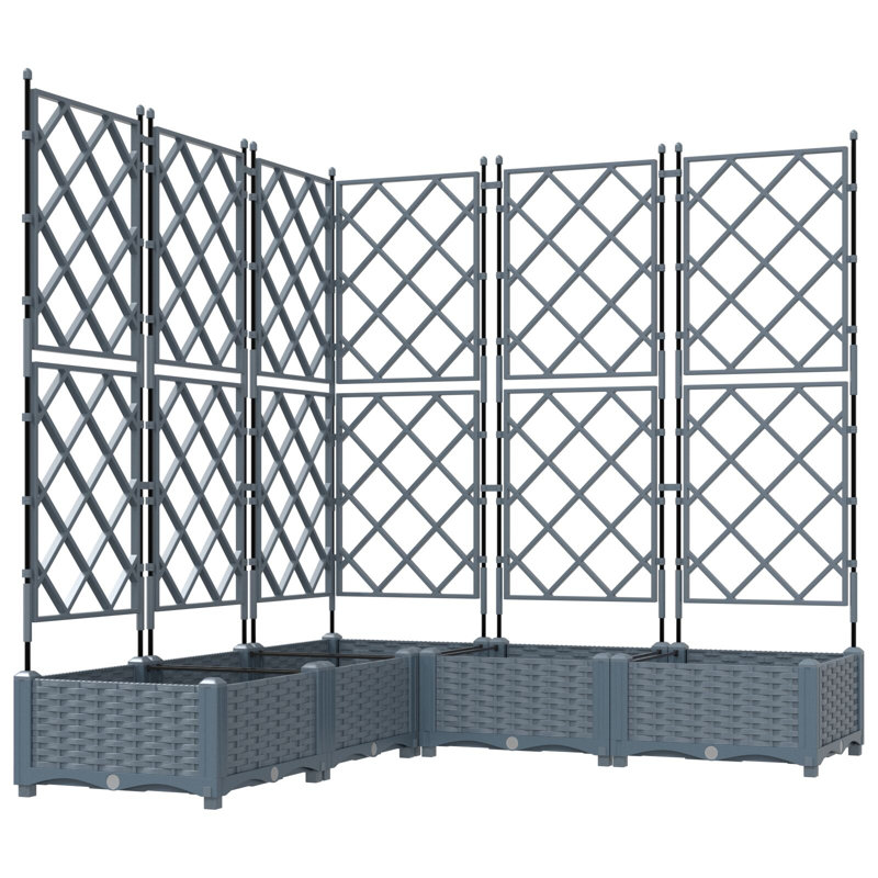 Garden Planter Steel Outdoor Container Modern Decor Terrace Stylish Pot, Grey, 125.5cm x 120cm x 120cm