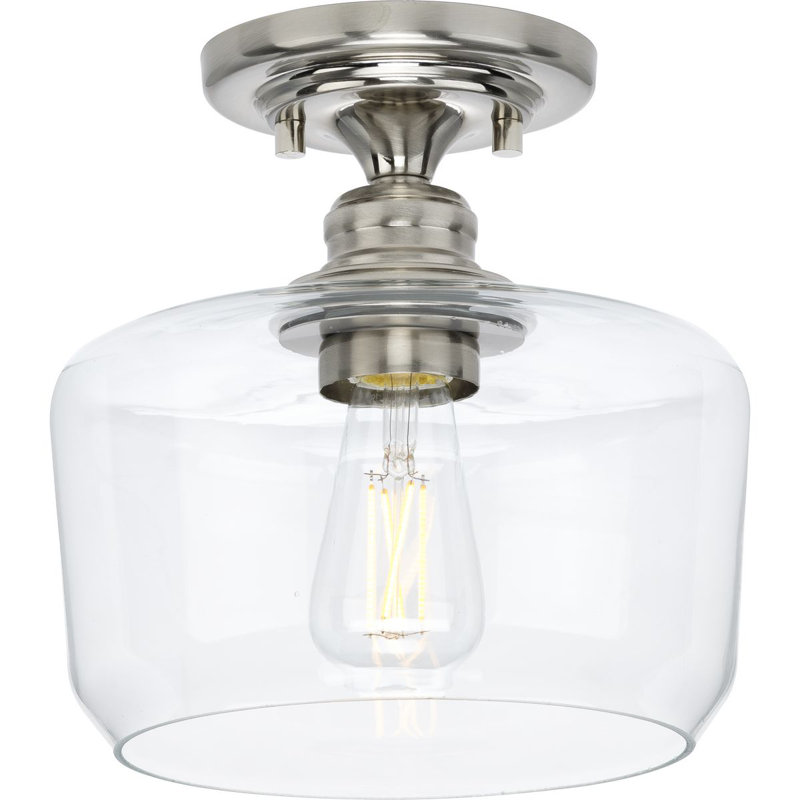 Glass Semi Flush Mount, Brushed Nickel