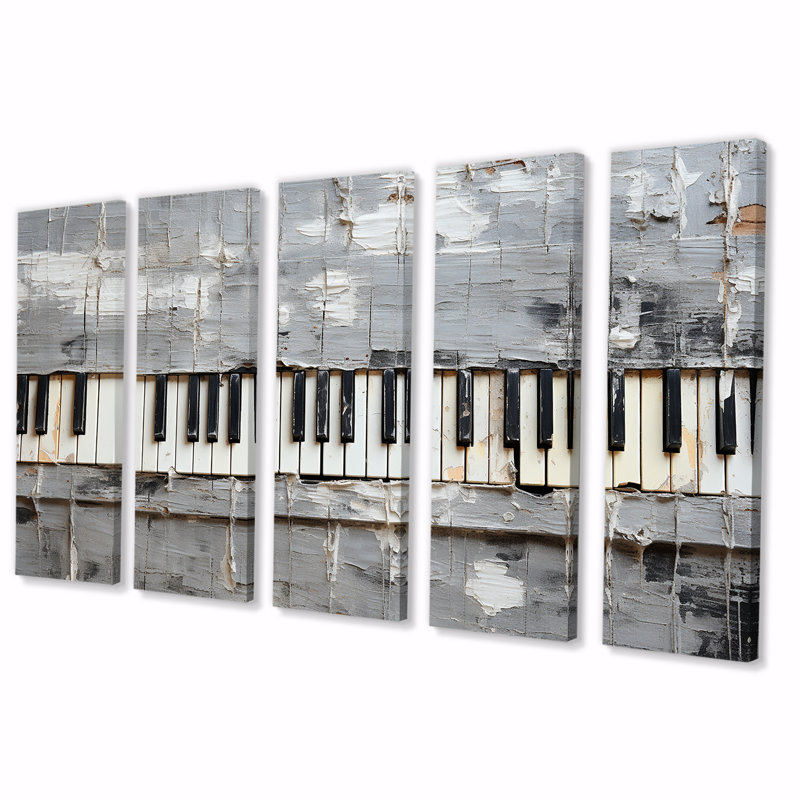 Minimalisme, touches de piano grises et blanches, H 28 po x l 60 po