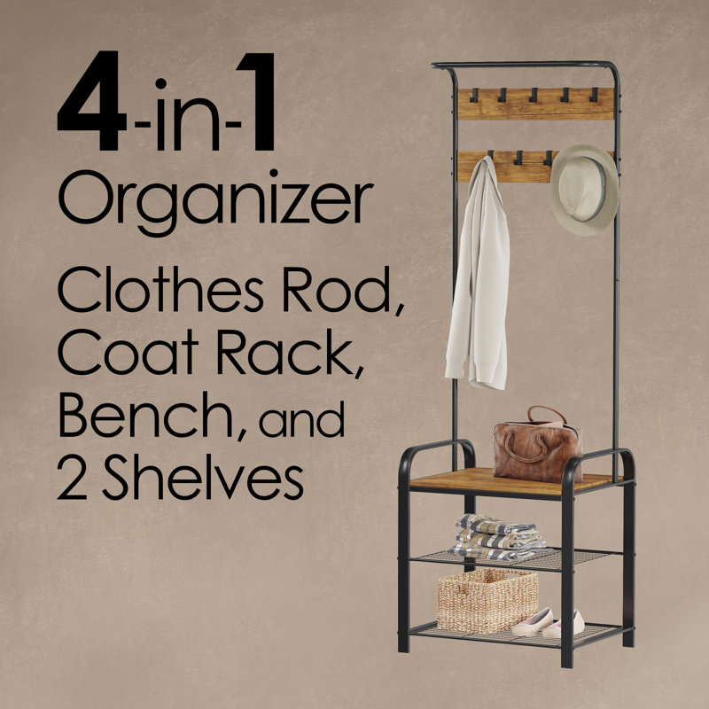 Lavish Home Entryway Bench with Coat Rack