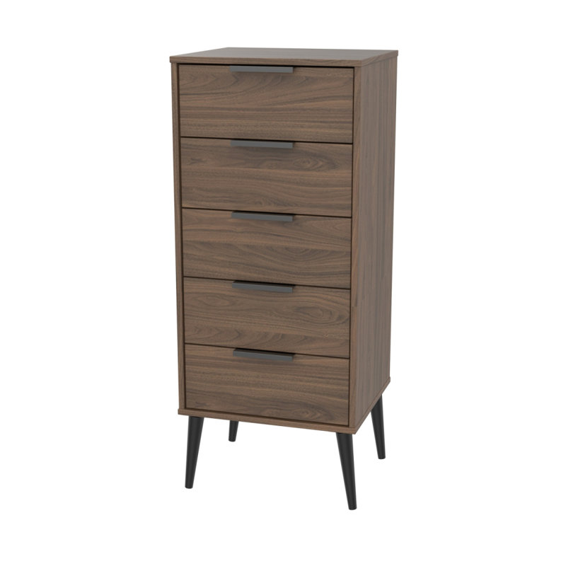 Fully Assembled Grantville 5 Drawer 45Cm W, Carini Walnut