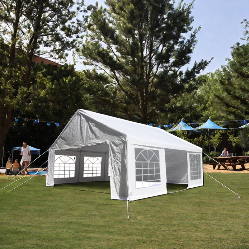 Tente de réception portable 20X20 pieds - Installation facile pour les événements extérieurs, les mariages, la structure imperméable et stable avec des sacs de rangement