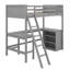 Lit mezzanine simple avec tablettes intégrées et zone d'étude, y compris poste de travail-1128135353