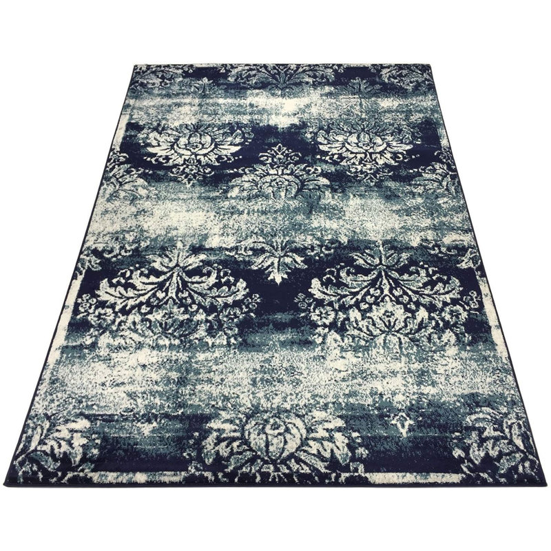 Distressed Damask Design Area Rugs, Rectangle 4'11" x 6'11"
