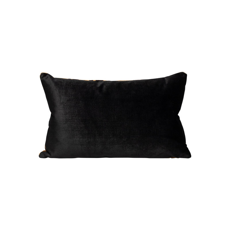 Wild Glamour Silk Pillow Cover & Insert, 14" H x 22" W, Ivory/Black, Rectangular