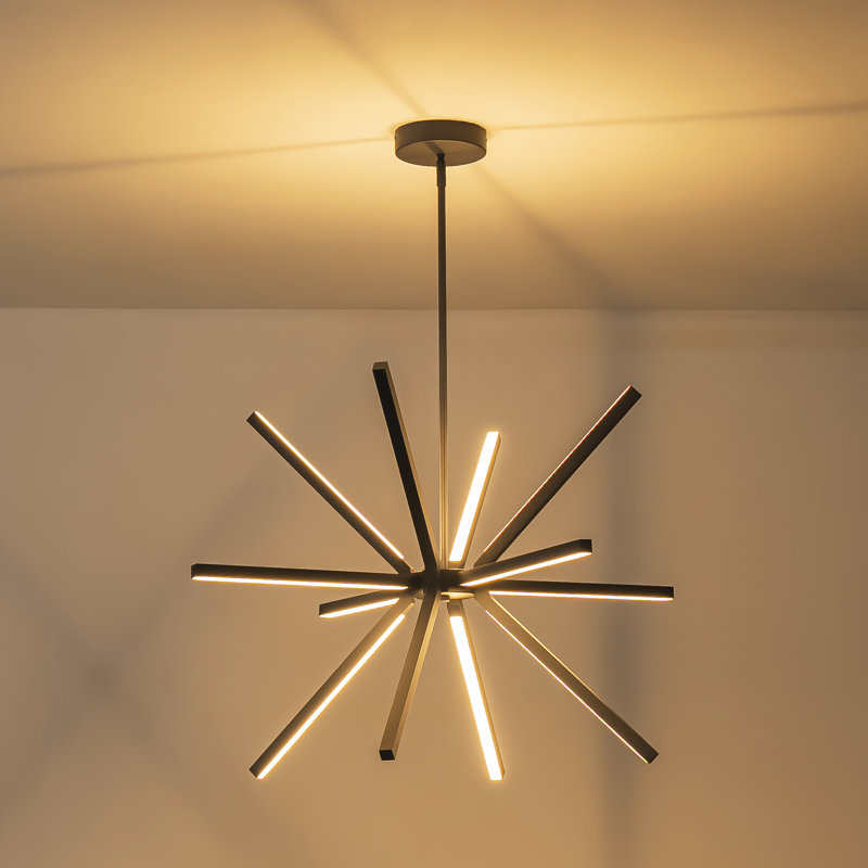 Black Aluminum 12-Light Sputnik Linear Chandelier