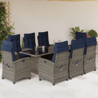 Ensemble de salle à manger de patio 9 pièces Vidaxl