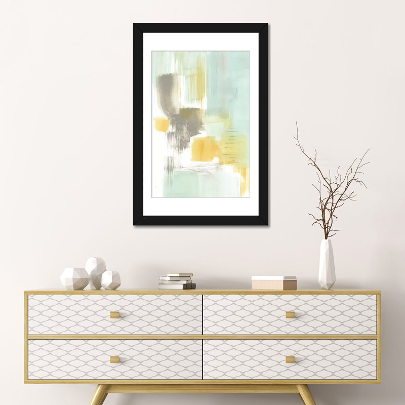 « spa aquarelle abstract ii », impression sur toile, H 24 po x l 16 po x P 1 po, Papier d'art encadré noir, Blanc