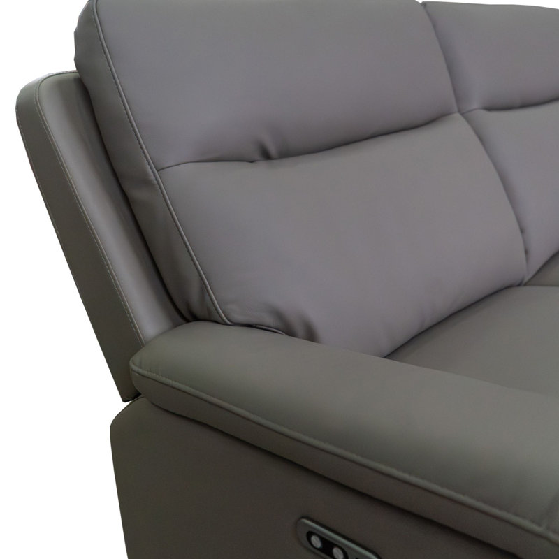 Alessandrina Real Leather Power Recliner 3 + 2 Sofa Set with USB Charging, Slate