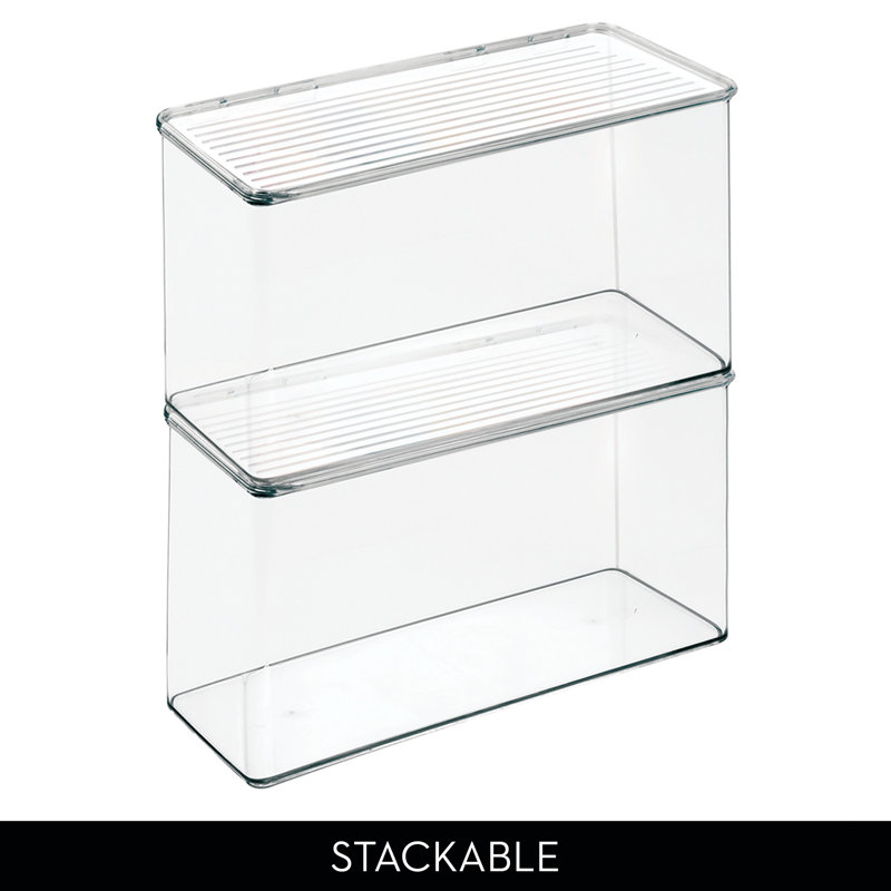 Stackable Hinged-Lid Pantry or Kitchen Storage Box - Lidded Storage Box for Organizing Cabinets and Under Sinks