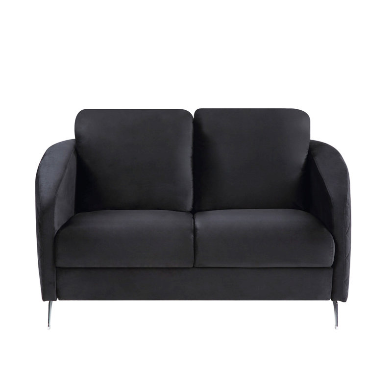 Causeuse moderne en velours noir 55 po