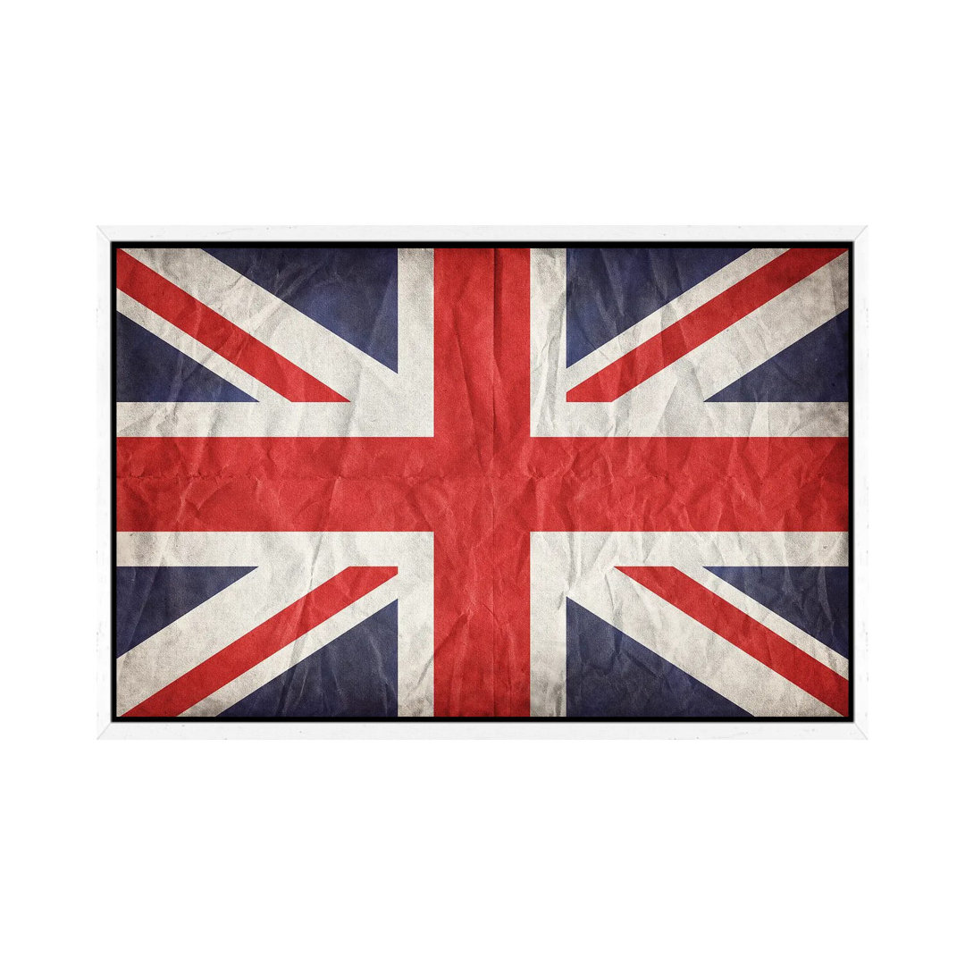 Union Jack im Vintage-Stil von Jane Rix - Galerie-verpackte Leinwand Giclée auf Leinwand