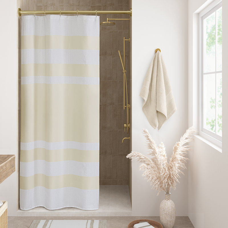 Rideau de douche gaufré de type spa avec traitement 3M, H 78 po x l 54 po, Bleu clair