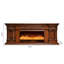 Meuble télé 70 po avec lumière de style européen luxueux, option bicolore blanc / brun, foyer en bois de chêne massif avec fonction de chauffage à flamme simulée-129164457