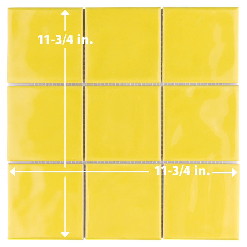 Twist Square 11-3/4 " x 11-3/4 " Ceramic Mosaic Wall Tile, Yellow