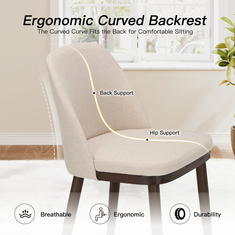 Dayren 47.2cm H Fabric Upholstered Side Chair, Beige