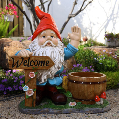 Sculpture de jardin en plein air pot de fleur gnome - décoration de statue de jardin unique, ornement extérieur loi intéressante