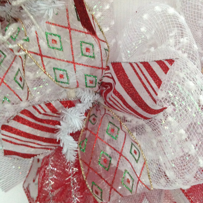 Christmas Wreath Red and White Ornament Spray