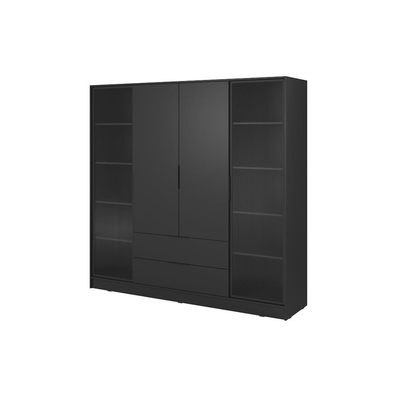 Cayslee 2 Door Manufactured Wood Wardrobe, Black