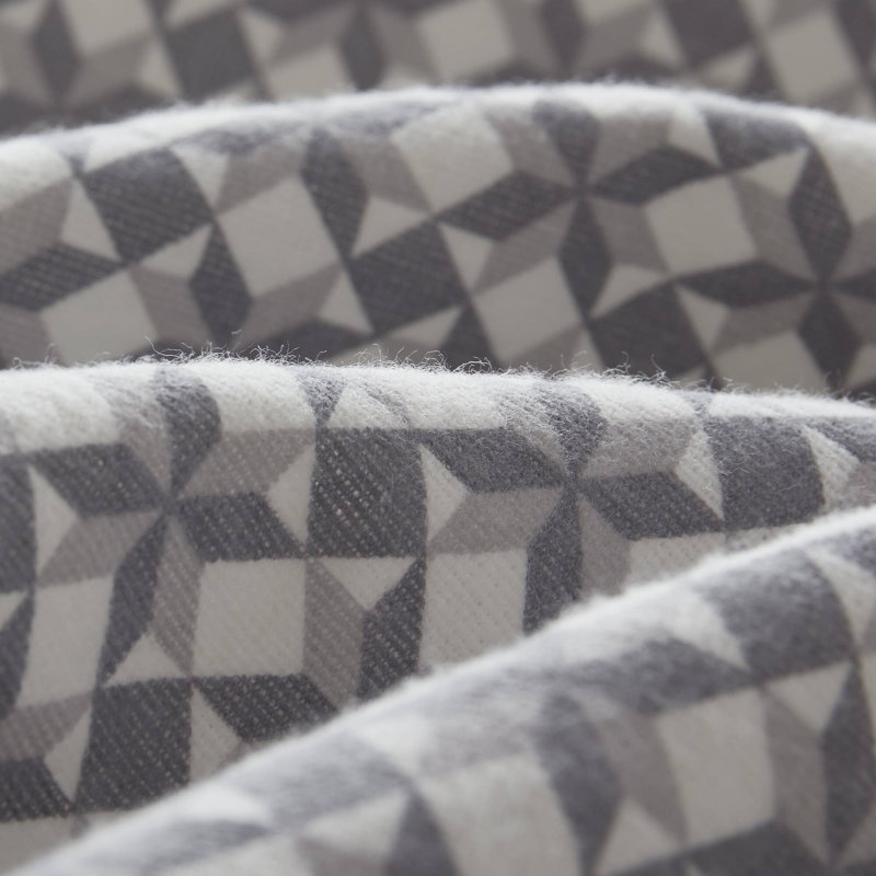 4-Piece 100% Cotton Flannel Printed Sheet Set,Snowflake, Full Sheet Set, Gray Ikat
