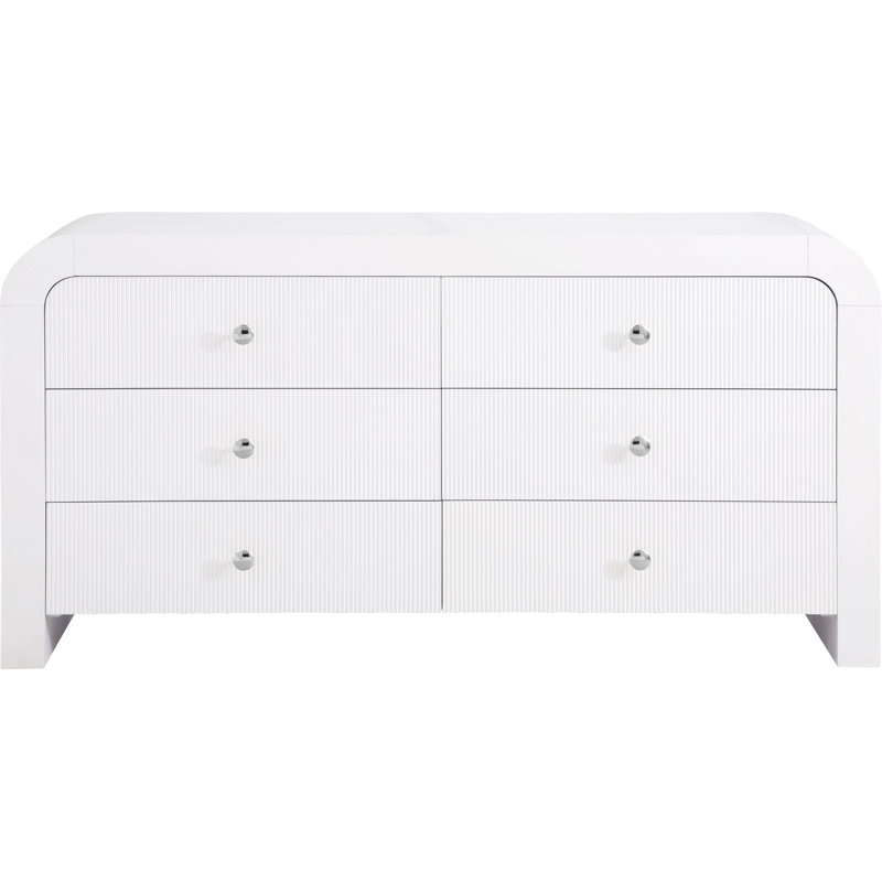 Alessondra 6 Drawer Fluted 62" W Dresser, White